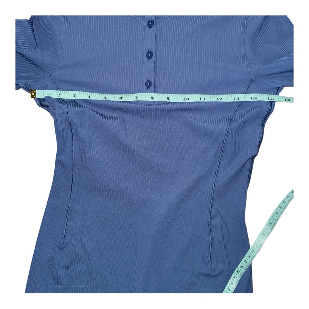 Lululemon All Aligned Ribbed Henley Dress Blue Twill Nulu Size 4 NWT - Picture 6 of 8